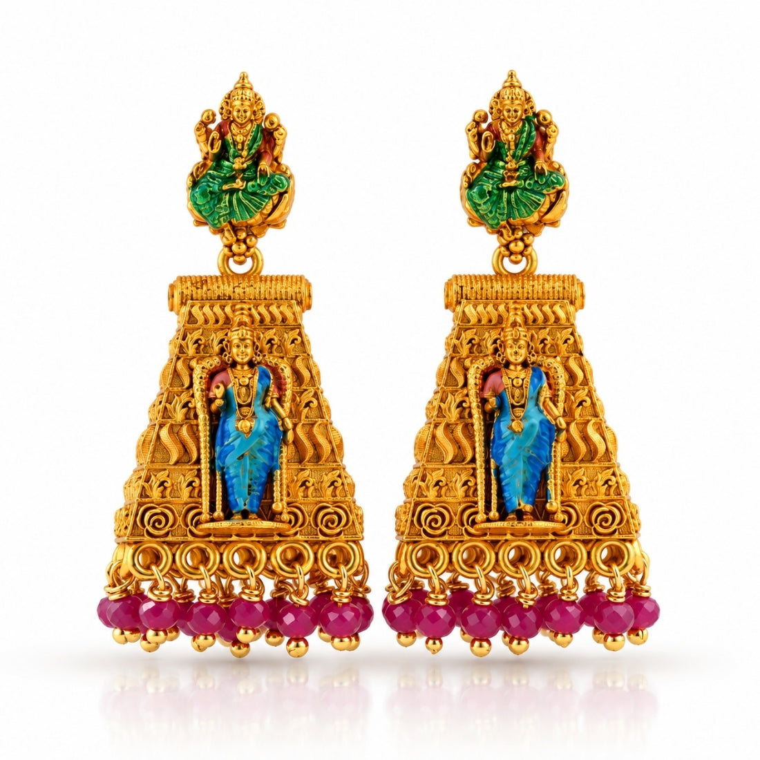 Aura of Lakshmi Temple 925 Silver Gold Plated Jhumkas