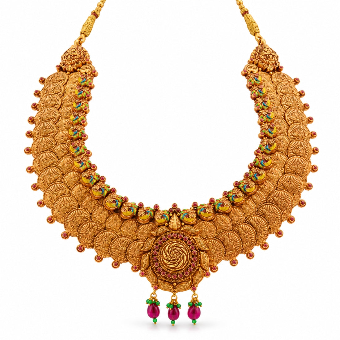 The Royal Temple Lakshmi Kasu Mala 925 Silver Necklace