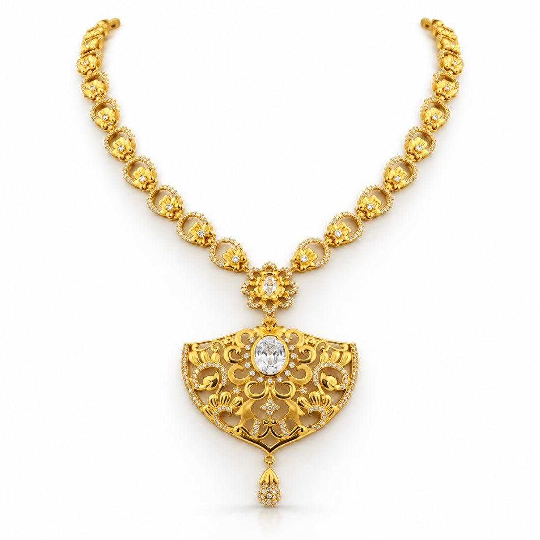 The Royal Rajkumari Filigree 925 Silver Gold Haram