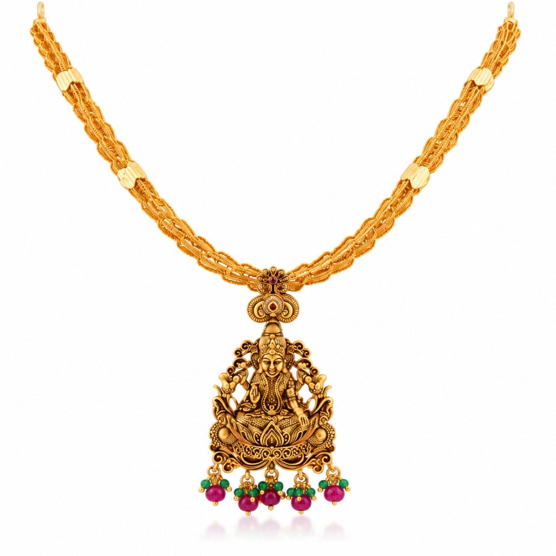 The Royal Lakshmi Antique Temple 925 Silver Necklace