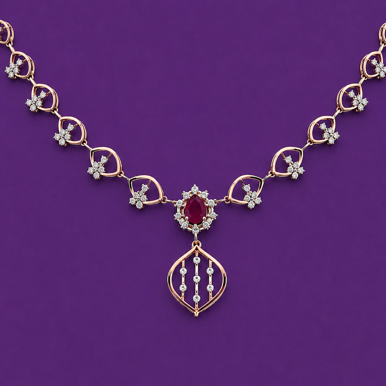 The Crimson Regal Drop 925 Silver Necklace