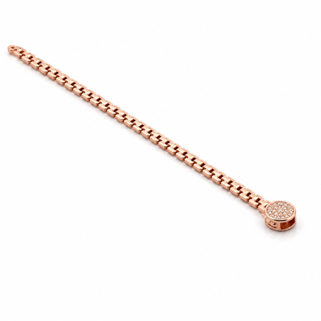 he Empress Link – 925 Rose Gold Pavé Medallion Watch-Chain Bracelet