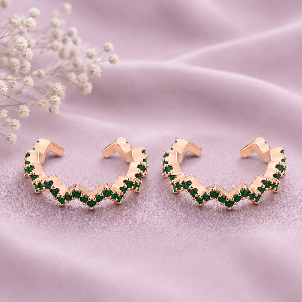 Ruby Zigzag Adjustable Rose Gold Toe Rings
