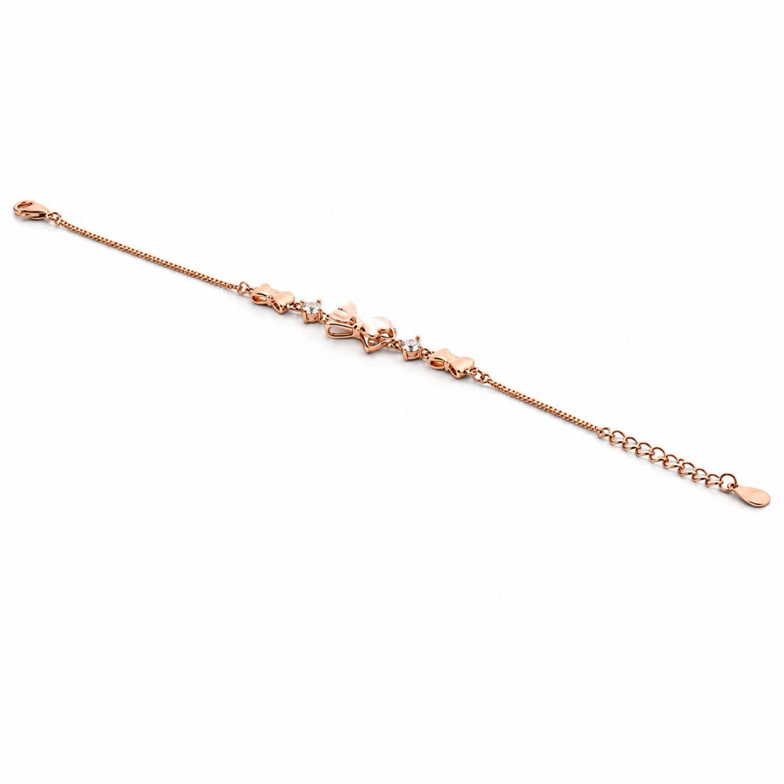 The Feline Flutter – 925 Rose Gold Kitten & Butterfly Charm Bracelet