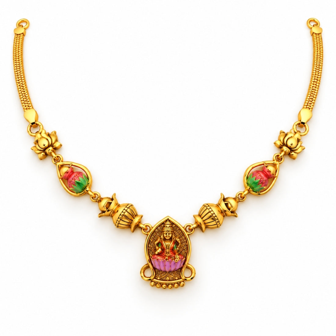 The Shubh Lakshmi Kalash Heritage Festoon 925 Silver Necklace