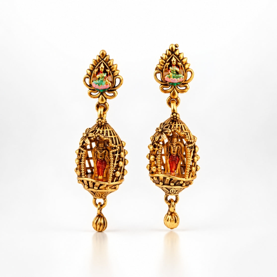 The Lord Murugan Divine Kavach Temple Earrings