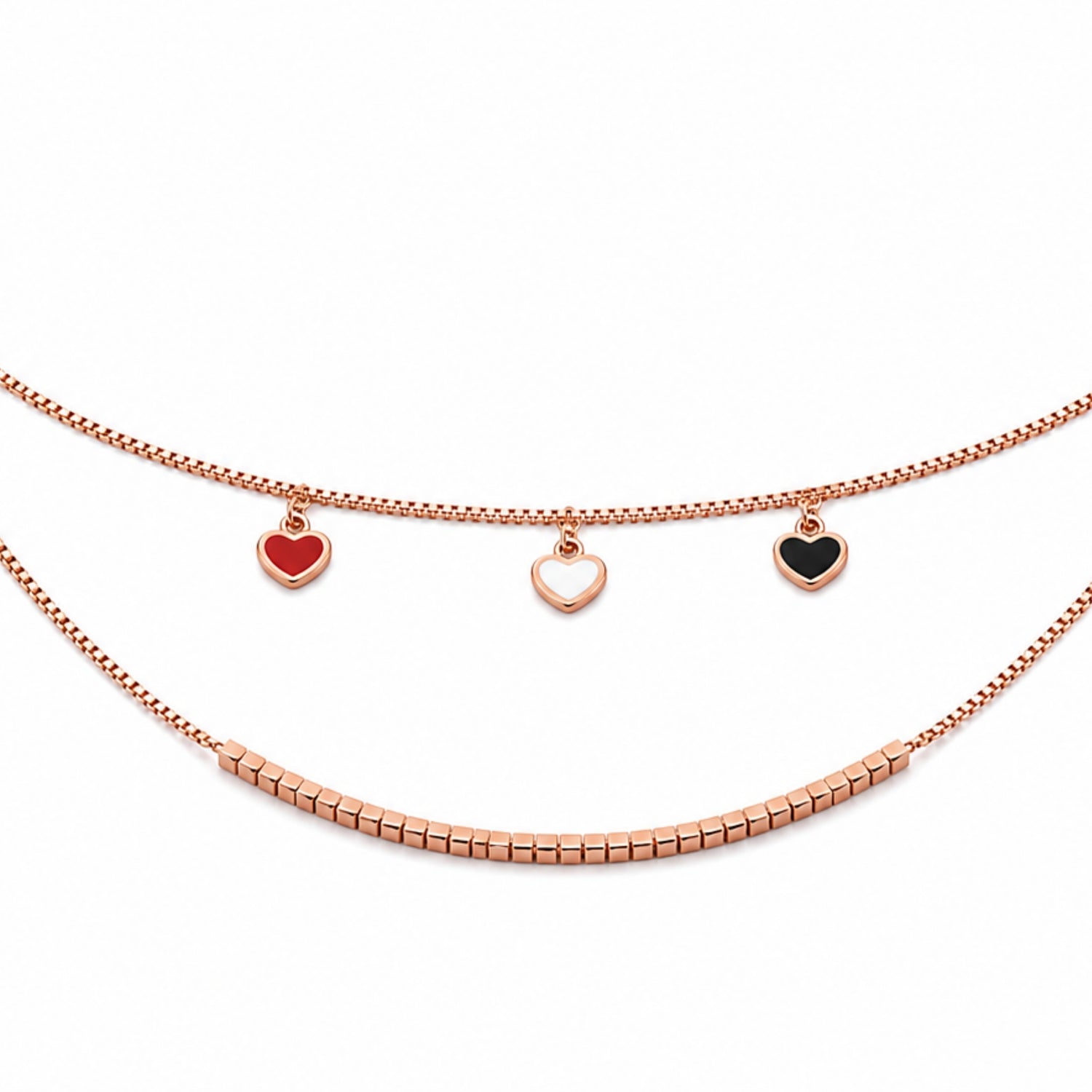 weetheart Trio Double-Strand 925 Silver Anklet