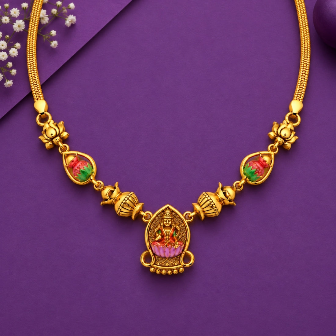 The Shubh Lakshmi Kalash Heritage Festoon 925 Silver Necklace