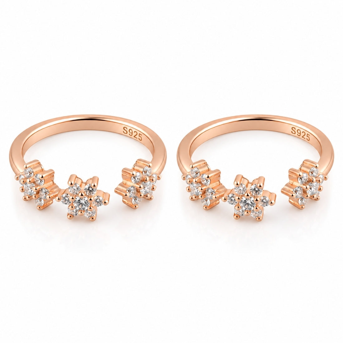 Stellar Constellation 925 Sterling Silver Rose Gold Plated Adjustable Toe Rings (Pair)