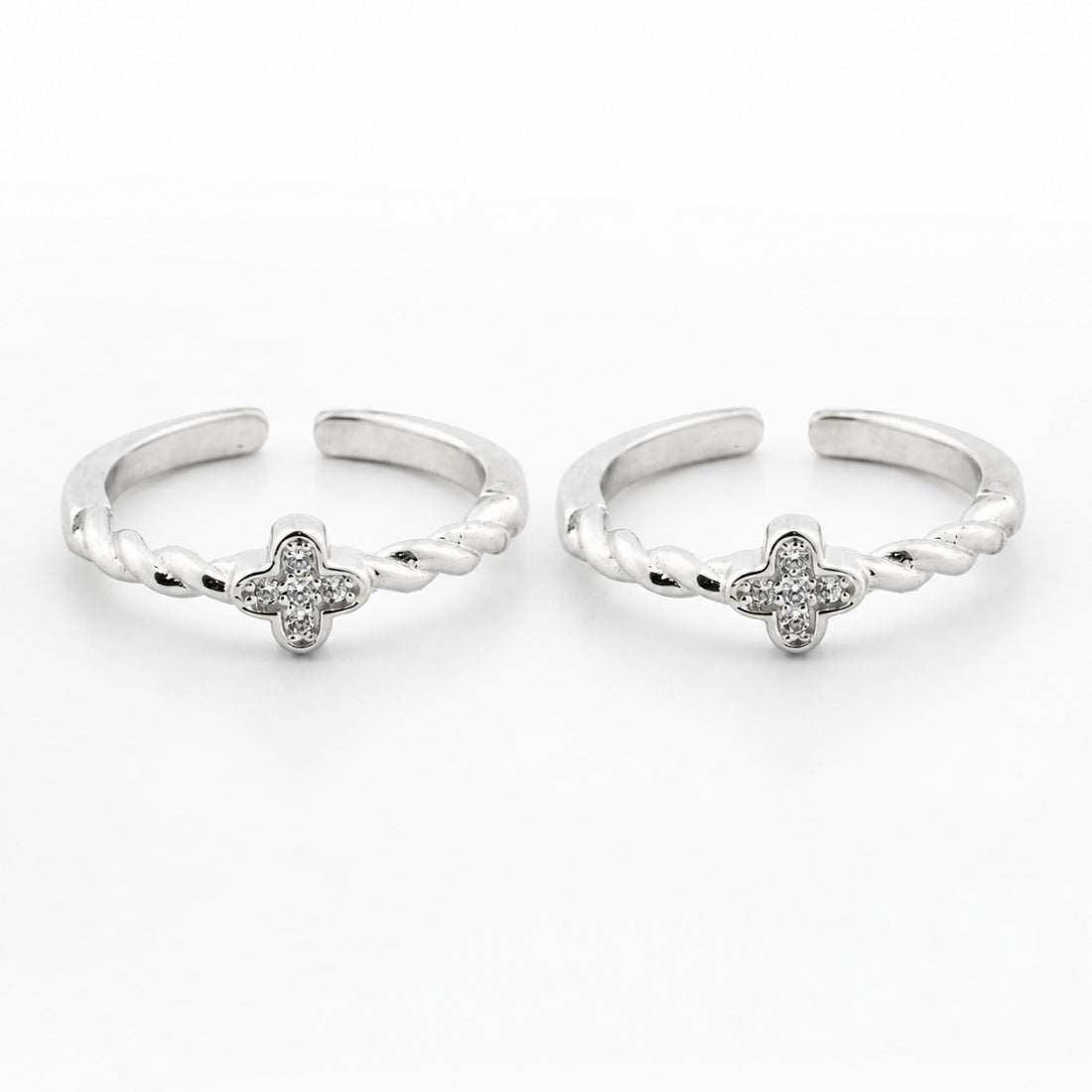 Clover Twist Adjustable Silver Toe Rings