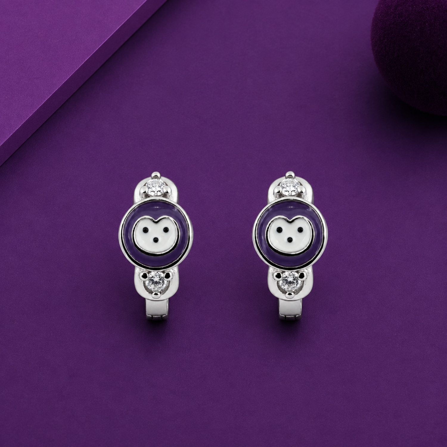 Playful Panda 925 Sterling Silver Kids Stud Earrings