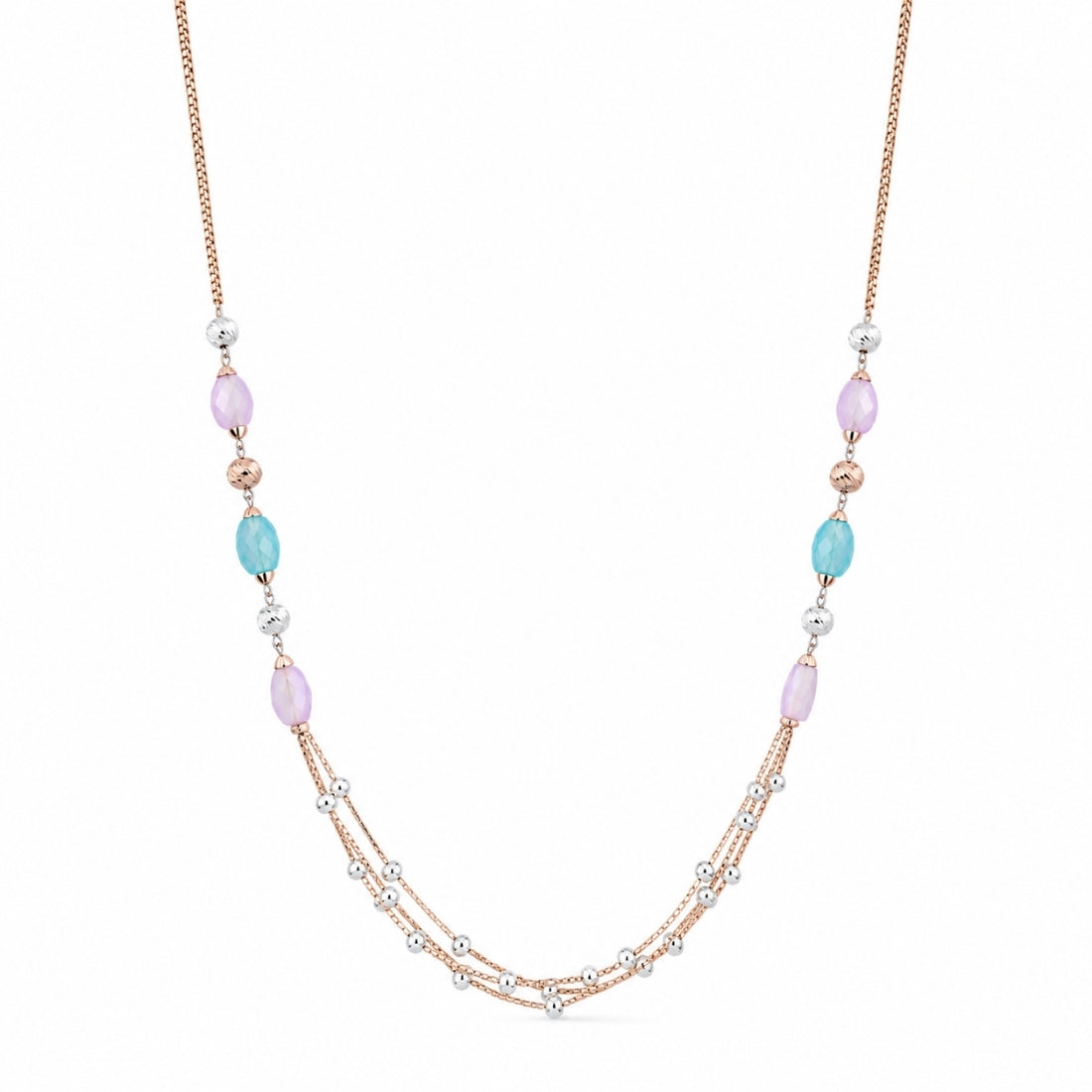 Chroma Cascade Rose Gold Layered Silver Chain