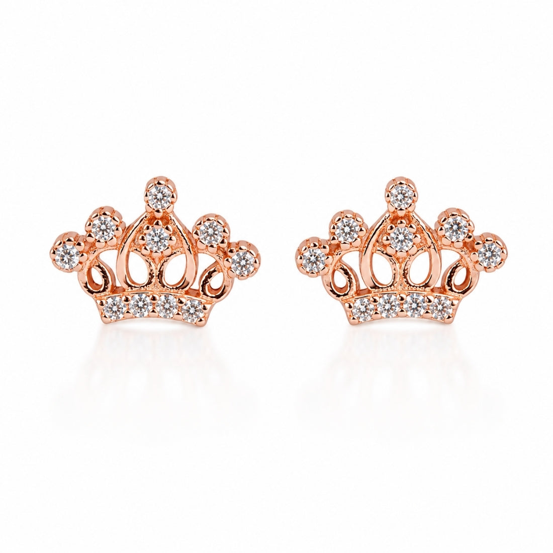 Rose Gold Royal Tiara Stud Earrings