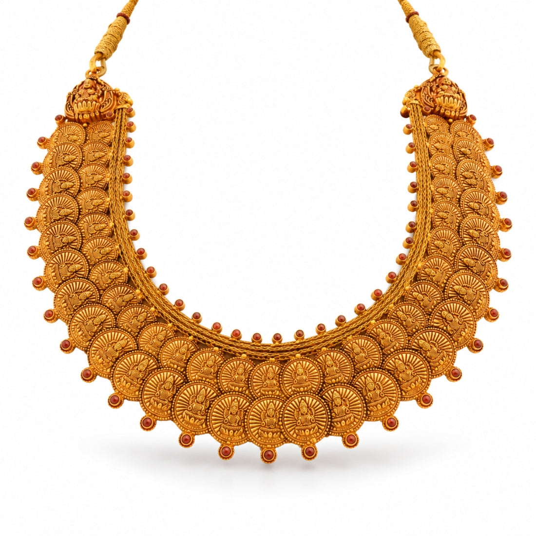The Royal Temple Lakshmi Triple-Row 925 Silver Kasu Mala