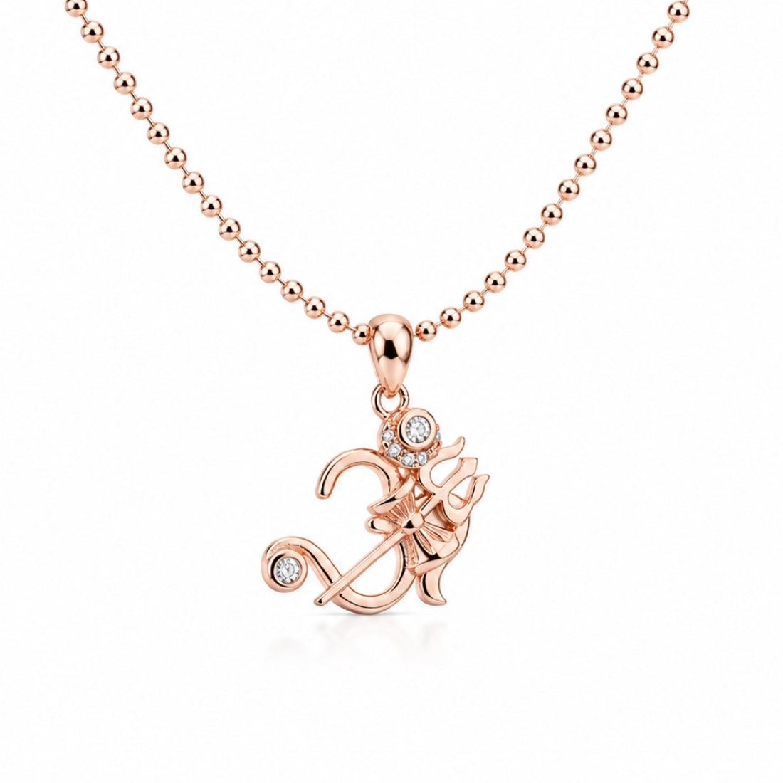 The Sacred Shiva Omkar Trishul 925 Silver Rose Gold Pendant