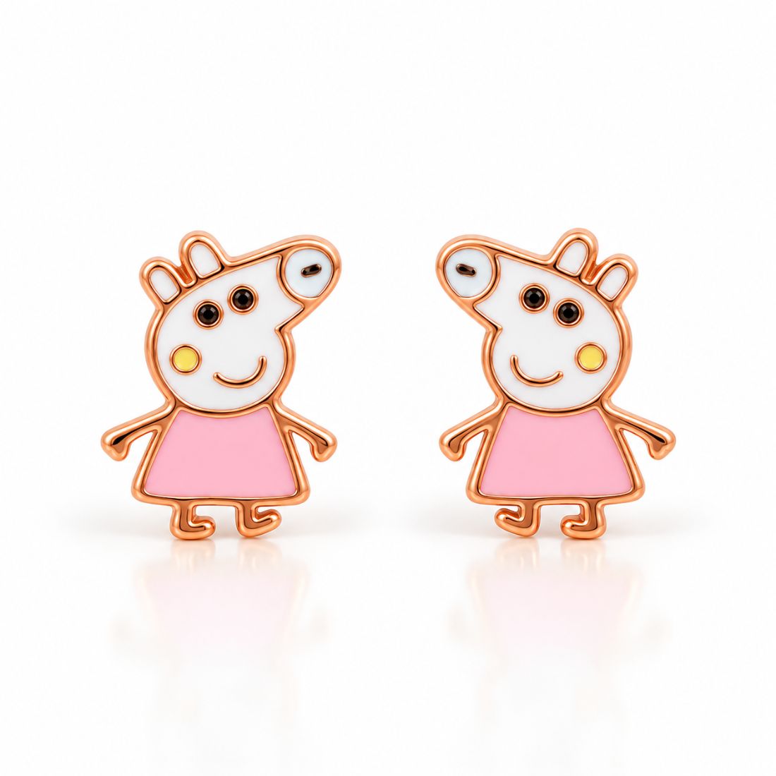 The Playful Piglet Enamel 925 Silver Stud Earrings