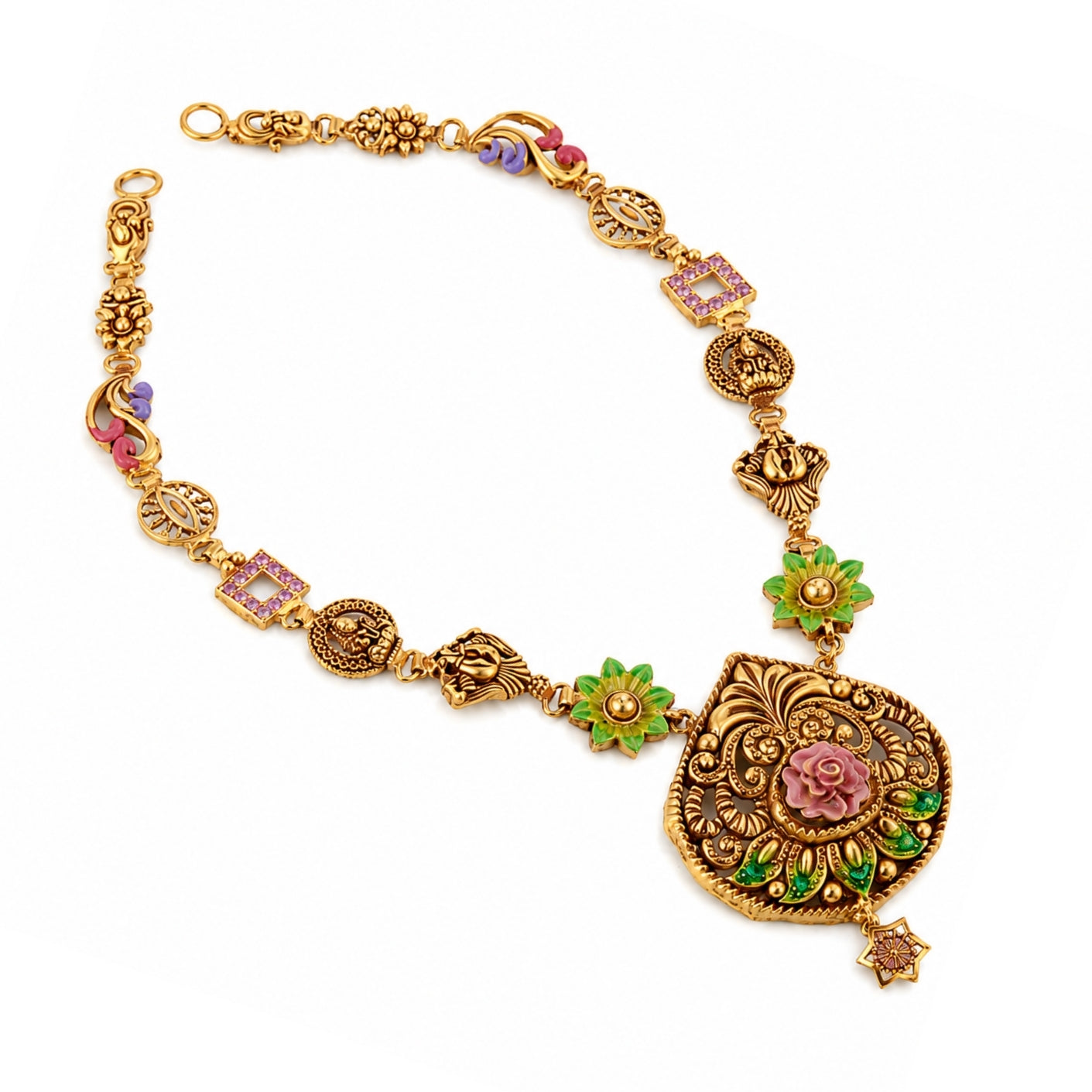 The Gul-Dasta Meenakari Silver Necklace