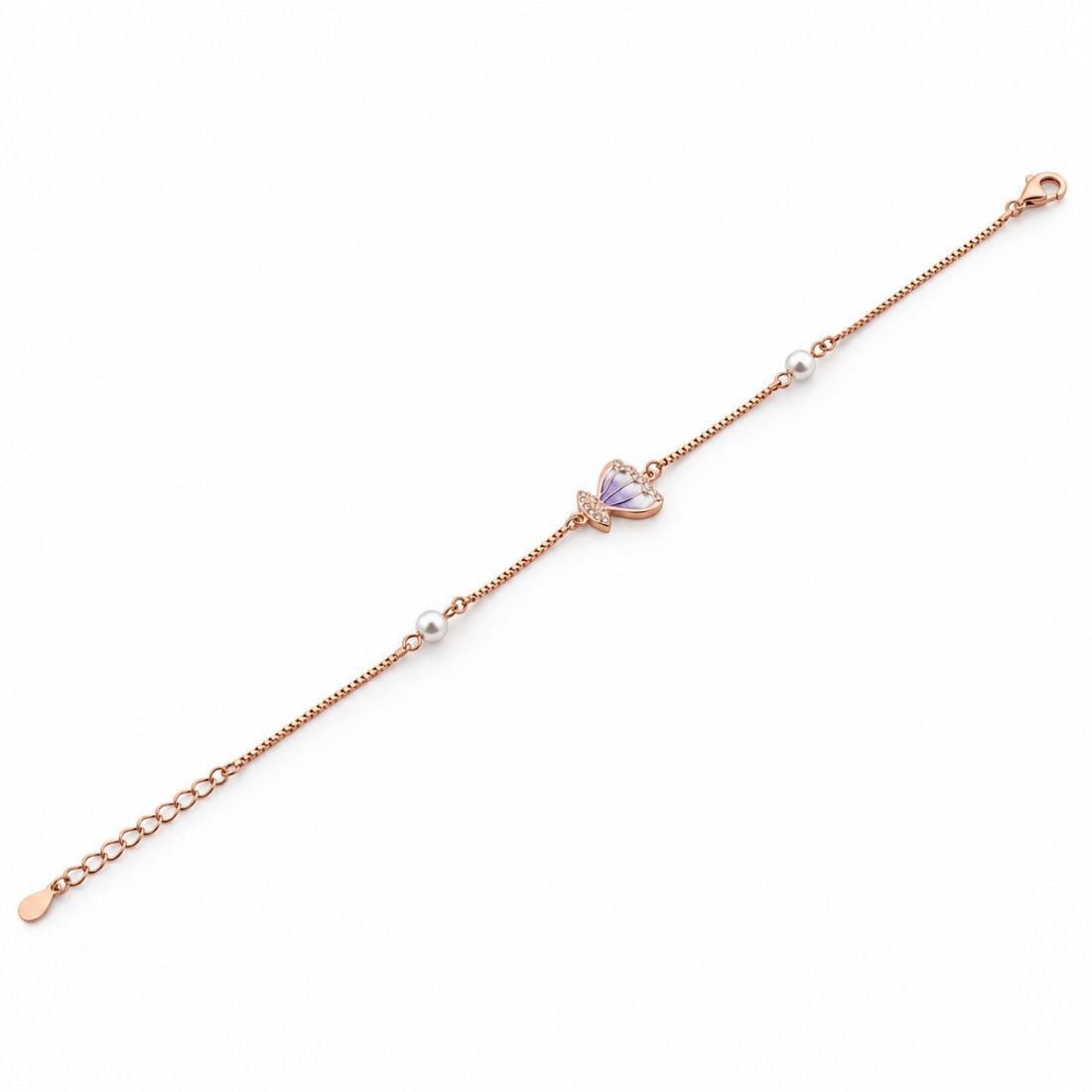 The Ocean Queen – 925 Rose Gold Pearl & Seashell Bracelet
