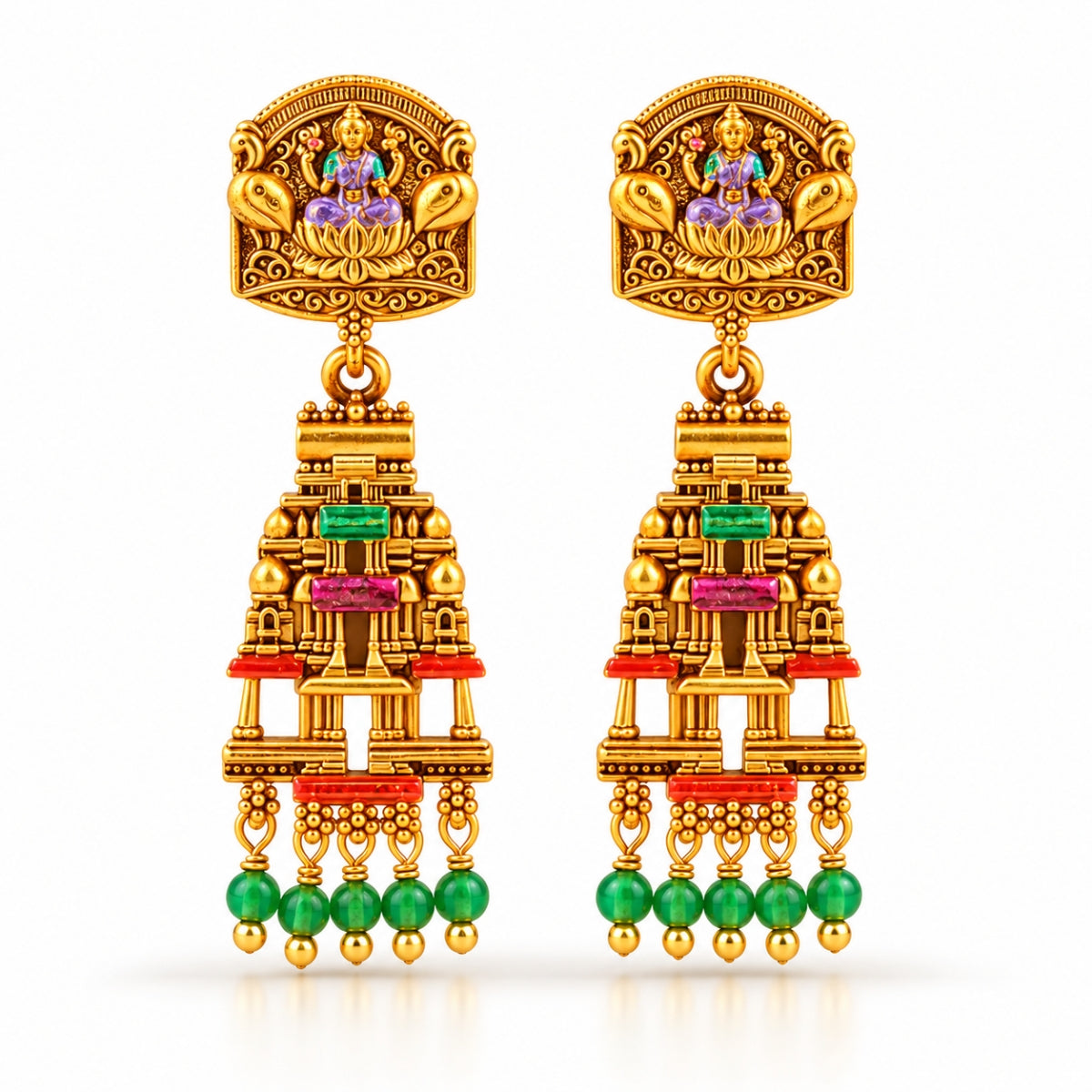 The Lakshmi Gopuram Heritage 925 Silver Drops