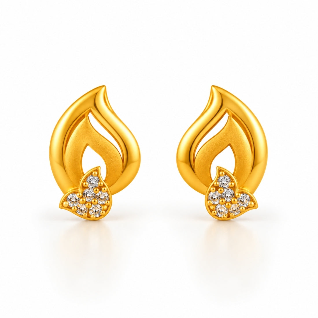 Ember Glow 925 Sterling Silver Flame & Crystal Stud Earrings