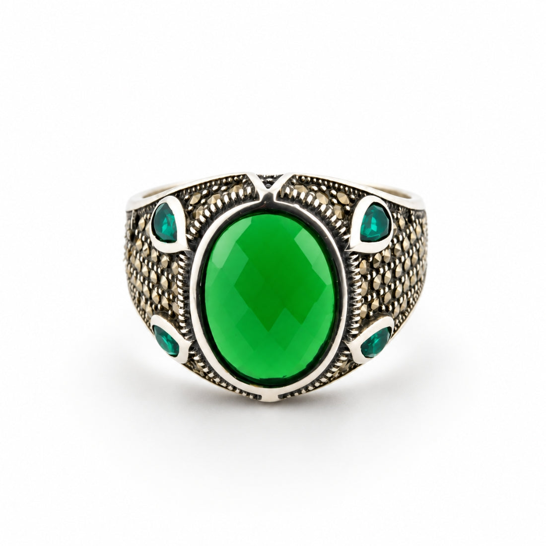 Emerald Labyrinth Textural 925 Silver Ring