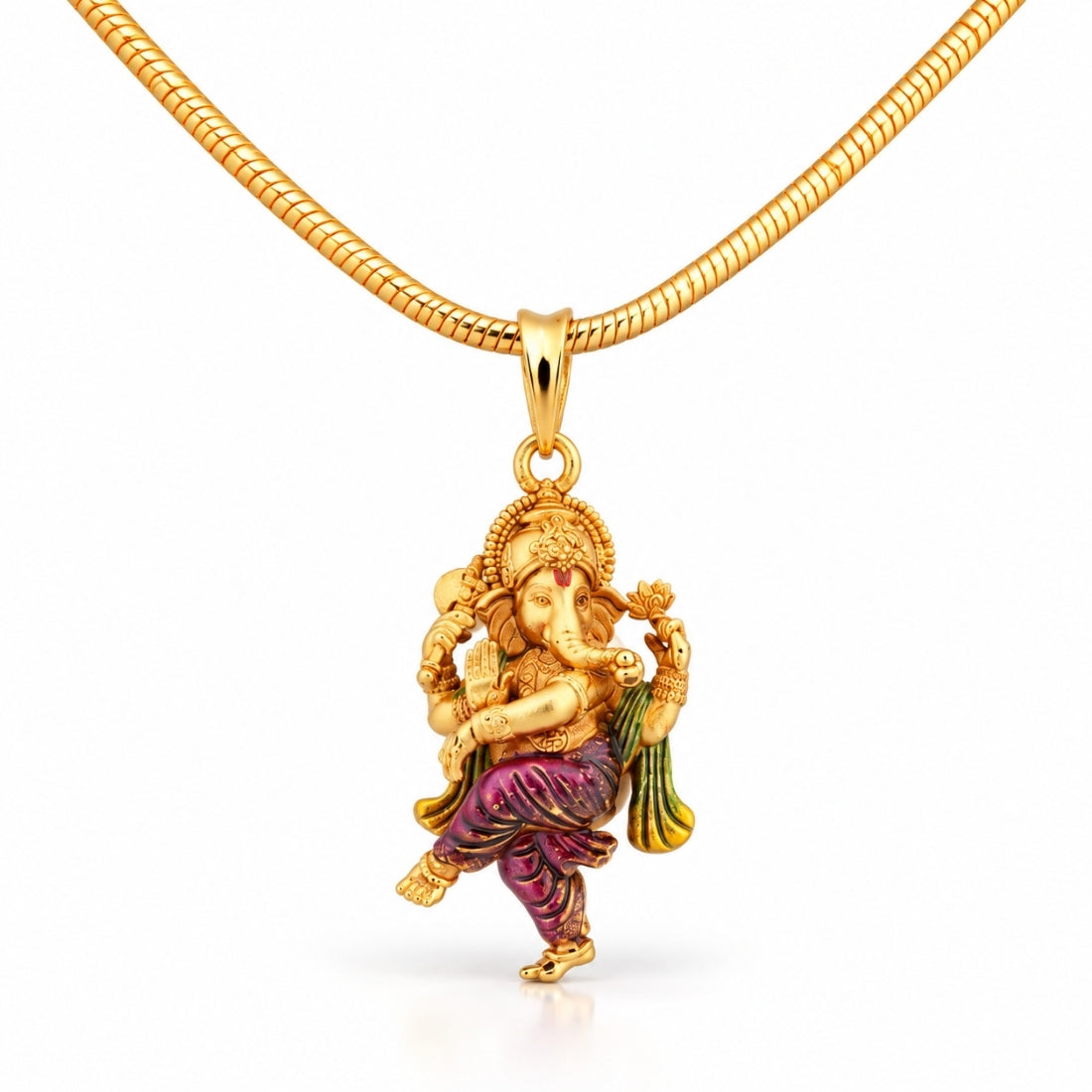 The Nritya Ganesha 925 Silver Gold Plated Pendant