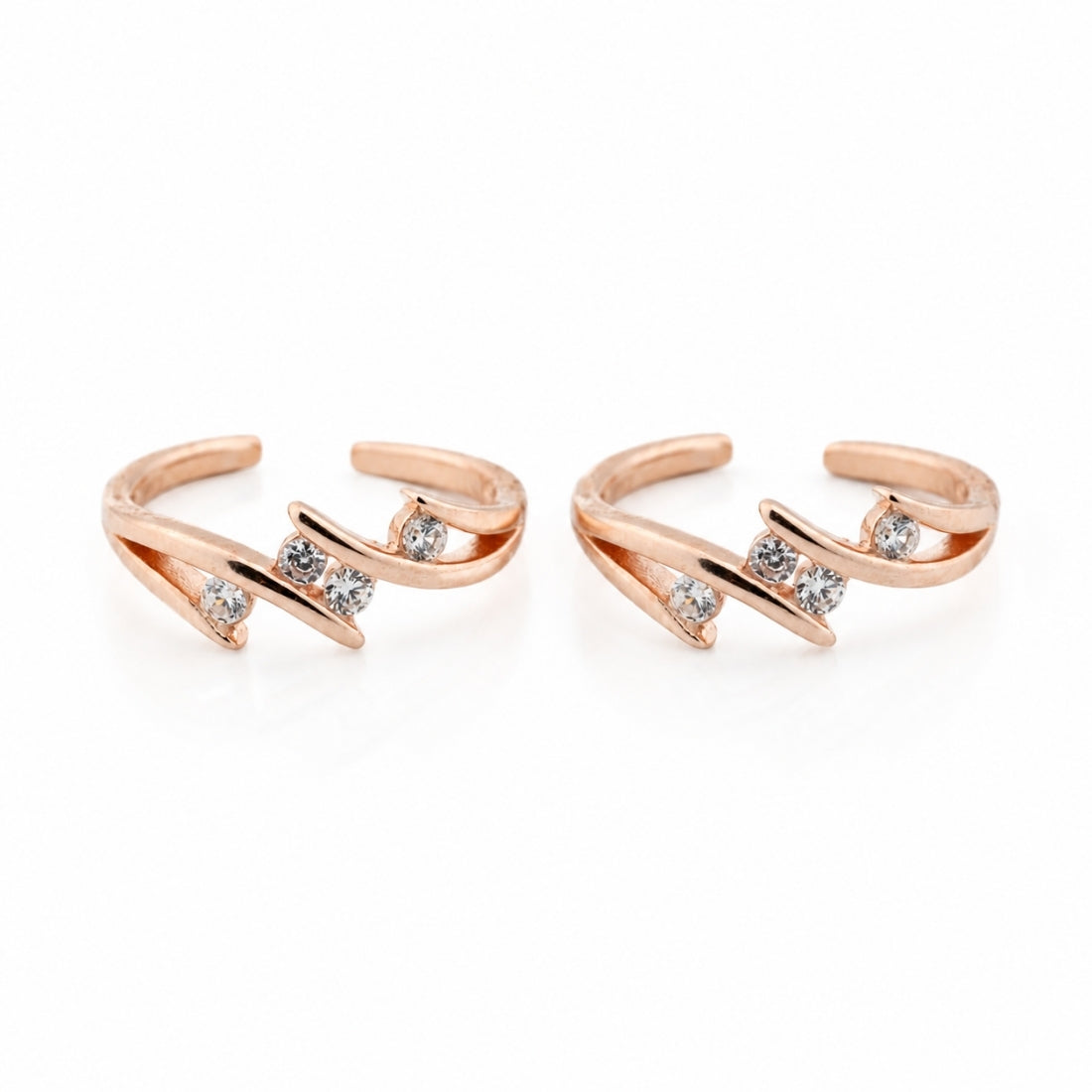Rose Gold Plated Diagonal Bar Crystal Bichiya Set