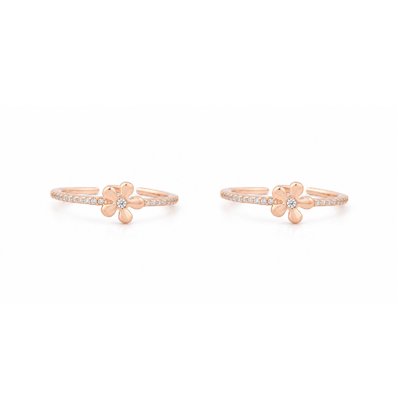 Blossoming Jasmine Solitaire Rose Gold Adjustable Toe Rings