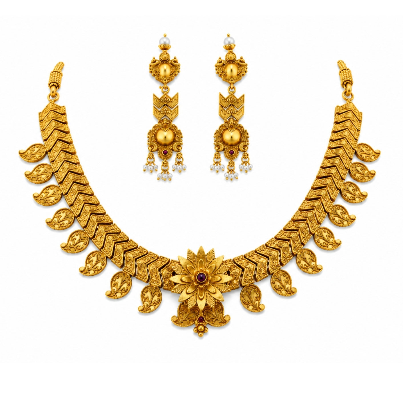 The Padmaja Manga Chevron Silver Choker Set