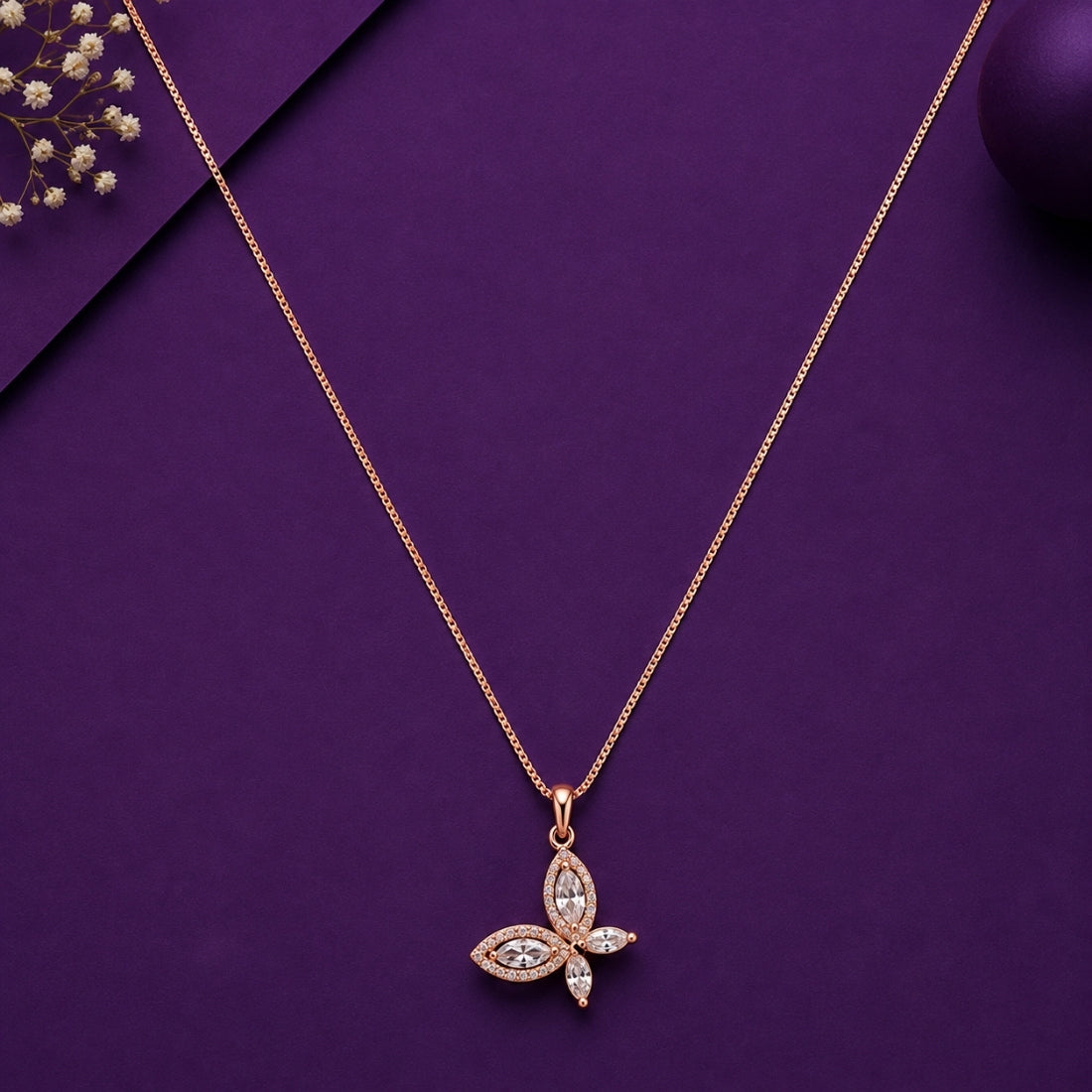 The Monarch Shimmer Butterfly 925 Silver Pendant Chain