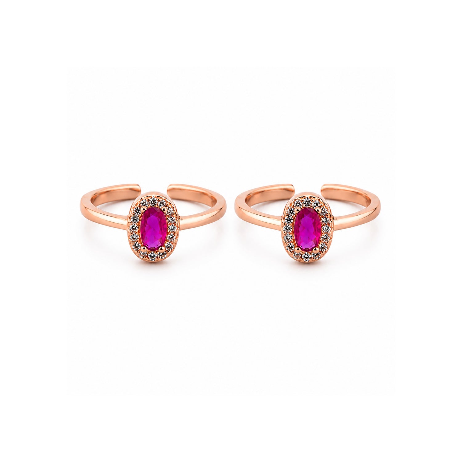 Emerald Empress Oval Adjustable Rose Gold Toe Rings
