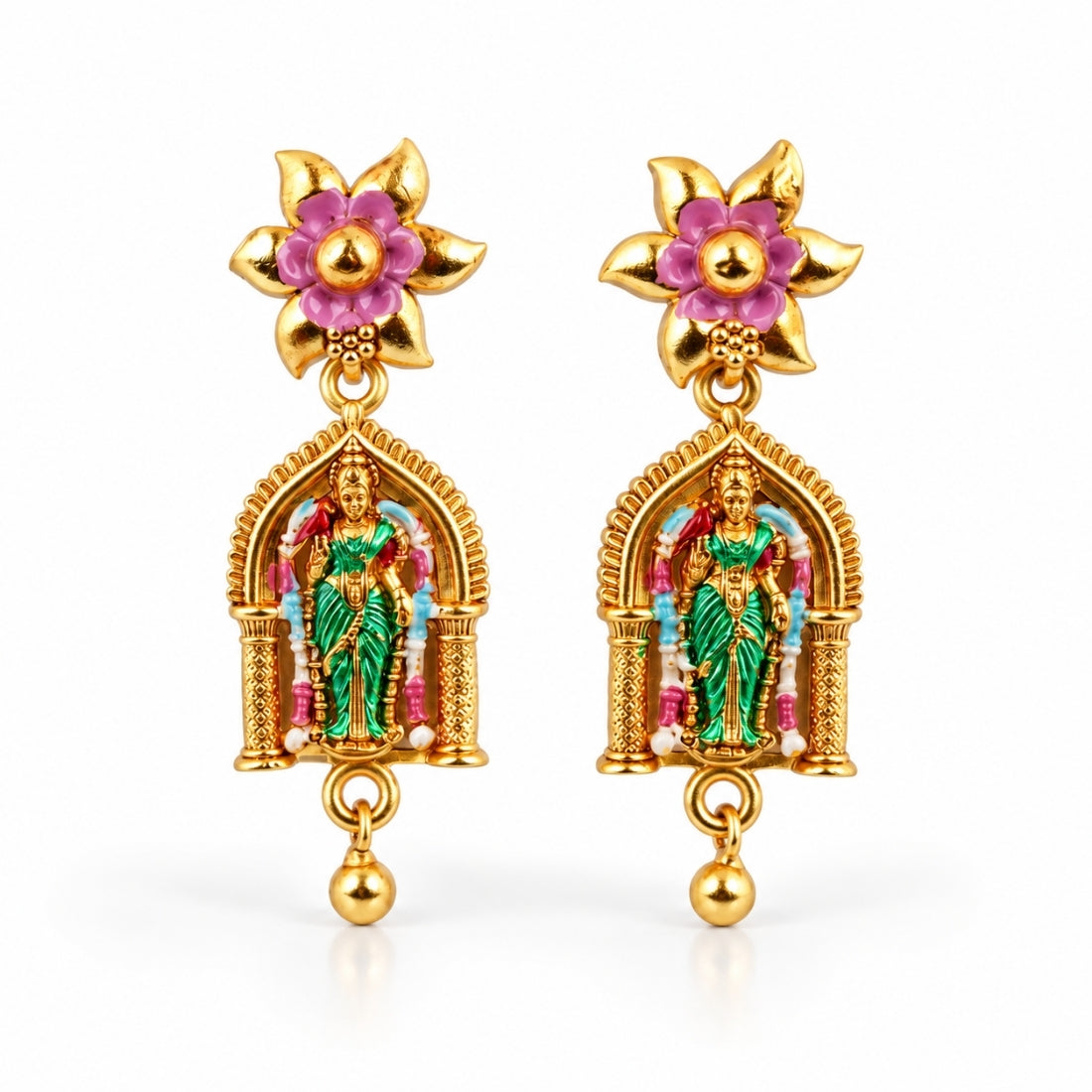 The Lakshmi Prabhavali 925 Silver Antique Gold Plated Earrings