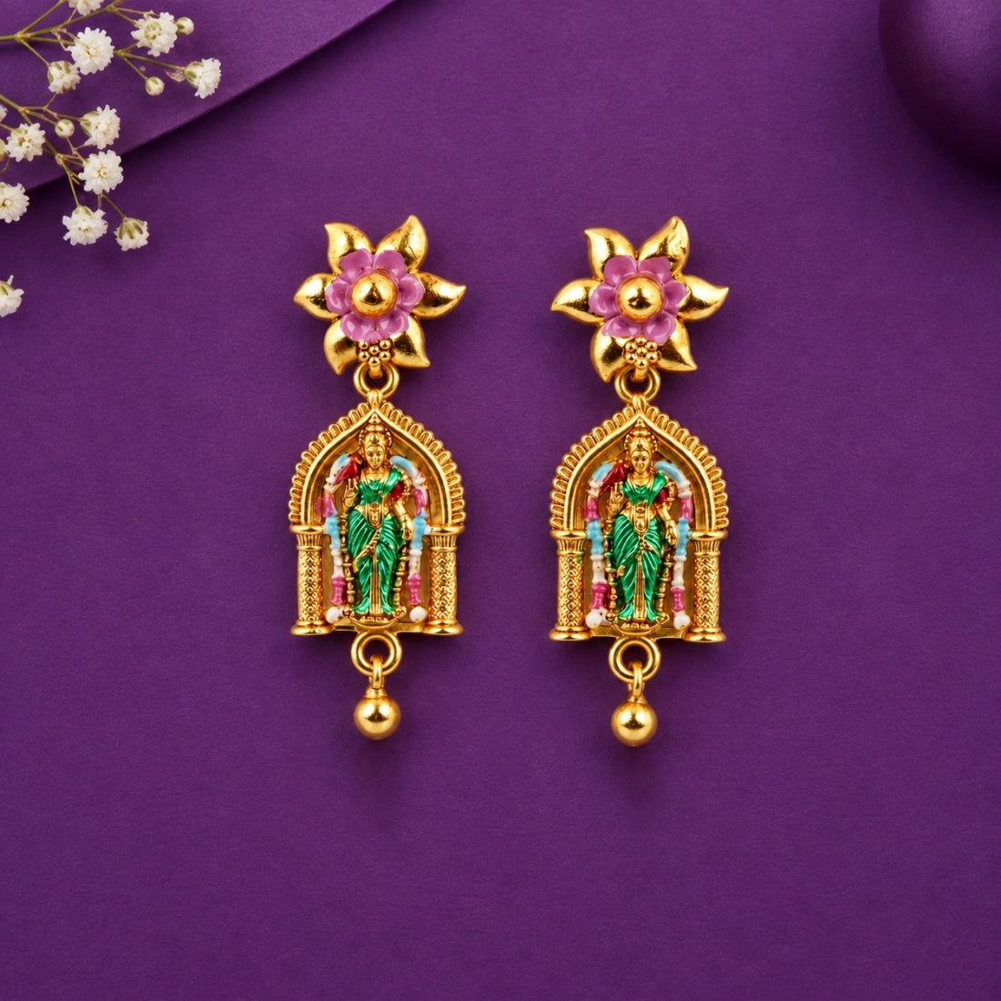 The Lakshmi Prabhavali 925 Silver Antique Gold Plated Earrings