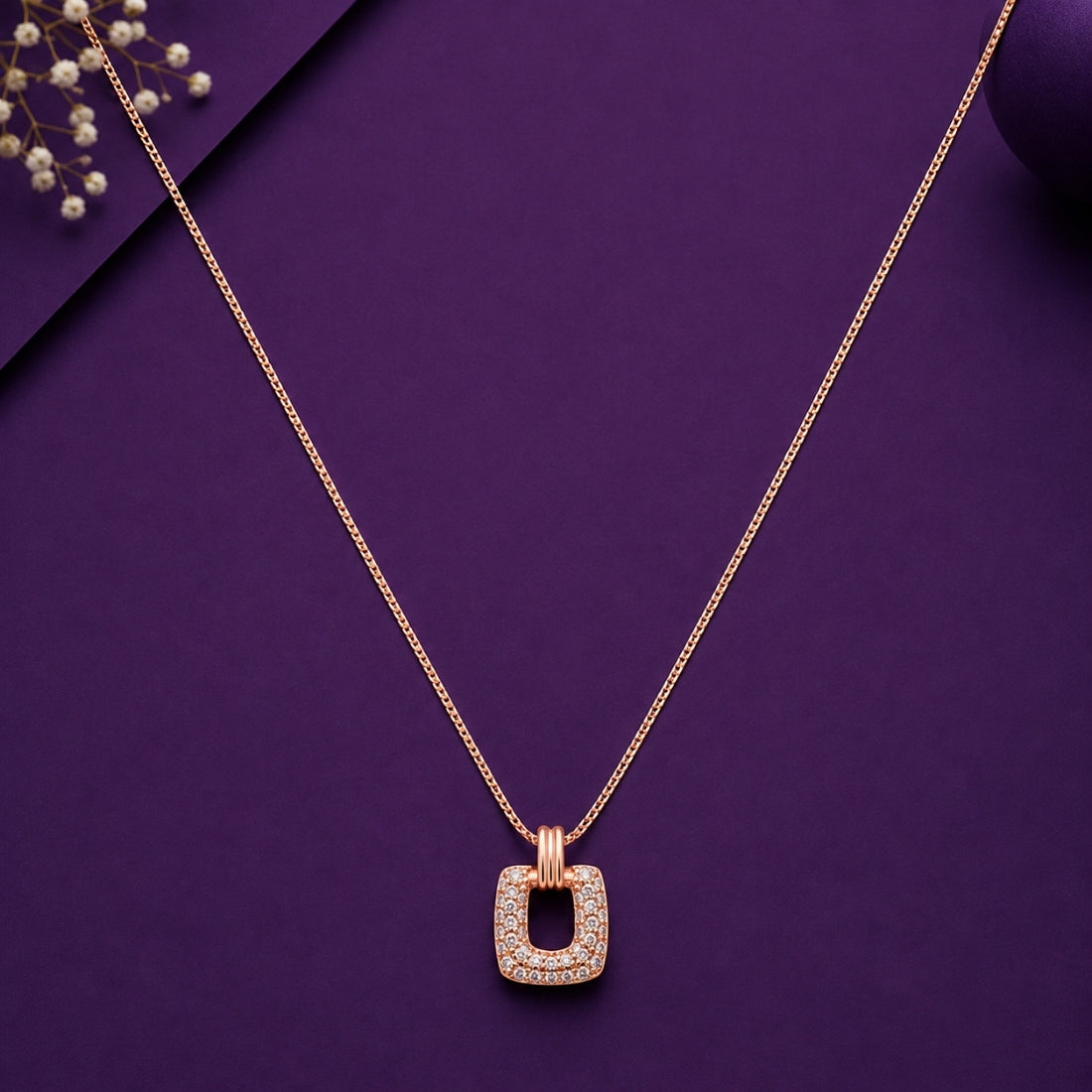 The Luxe Cushion Geometric 925 Silver Pendant Chain