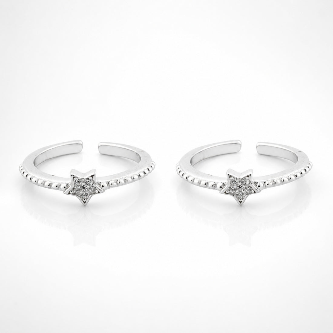 Stella Shimmer Adjustable Silver Toe Rings