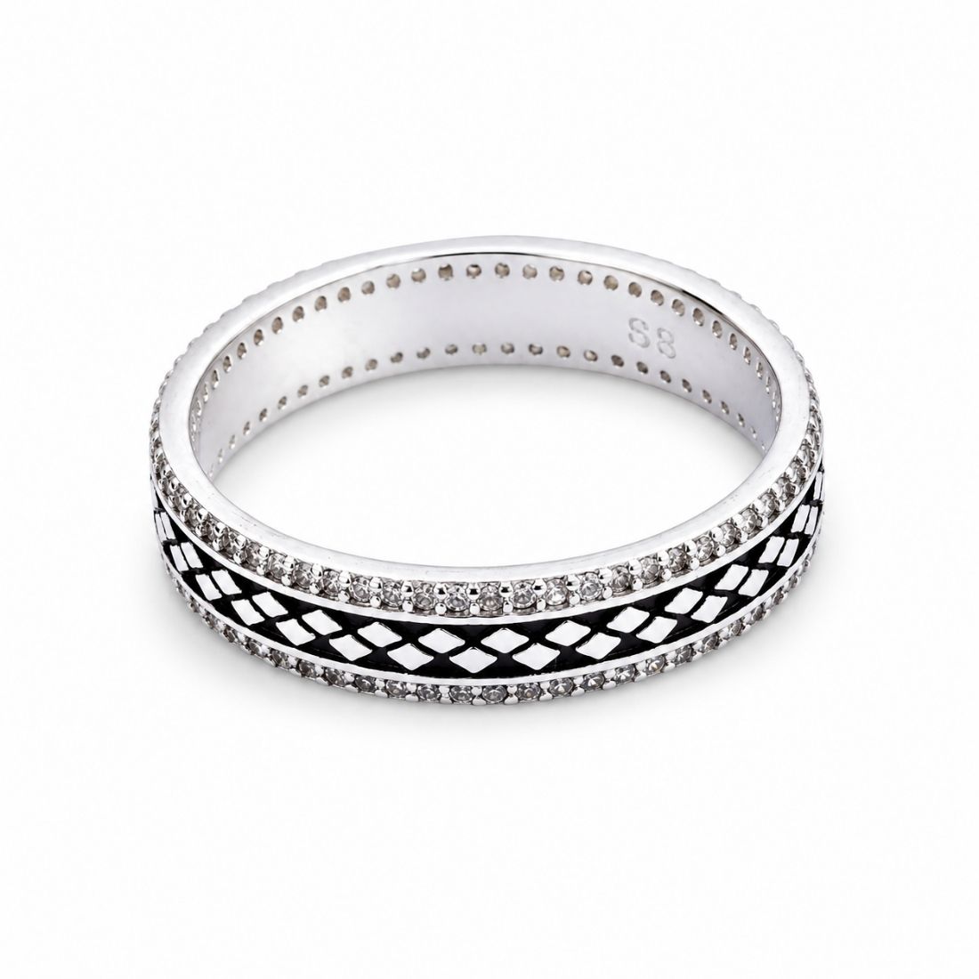 Silver Argyle Diamond Lattice 925 Sterling Silver Band