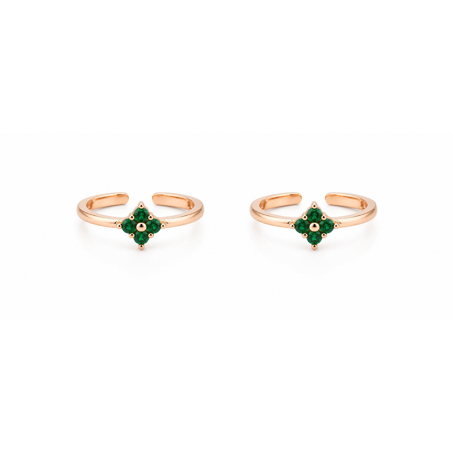 Emerald Blossom Diamond-Kite Rose Gold Adjustable Toe Rings