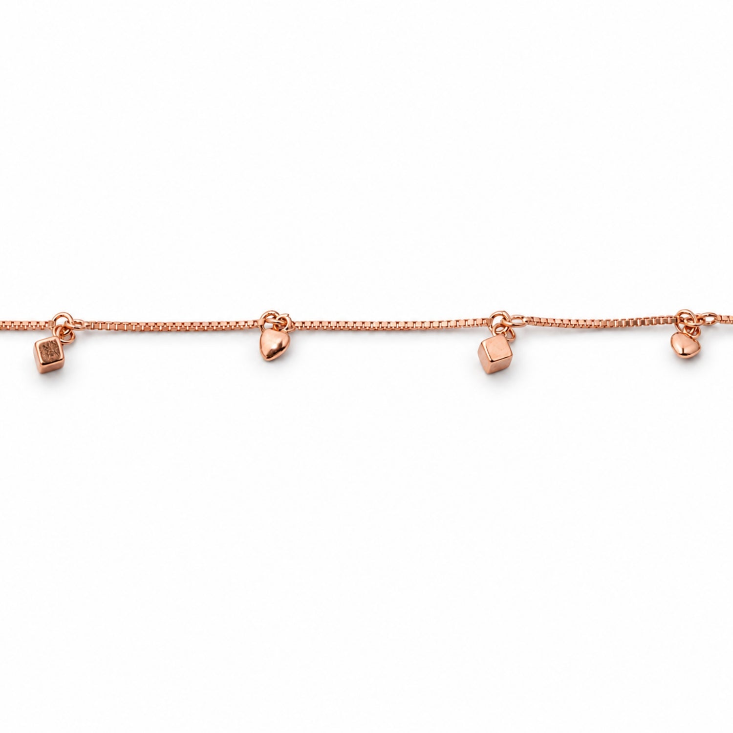 Geometric Charm Cascade 925 Silver Rose Gold Anklet