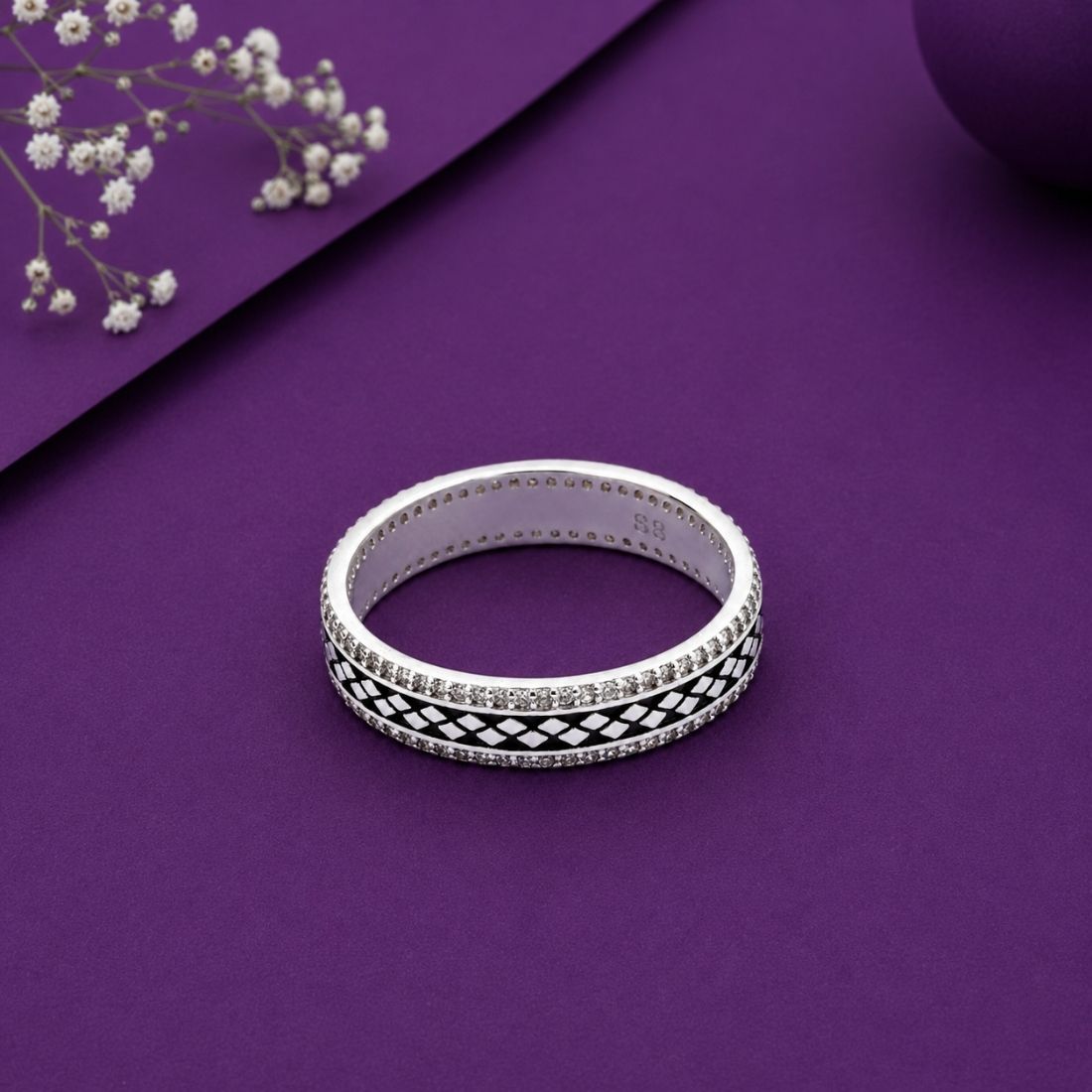 Silver Argyle Diamond Lattice 925 Sterling Silver Band