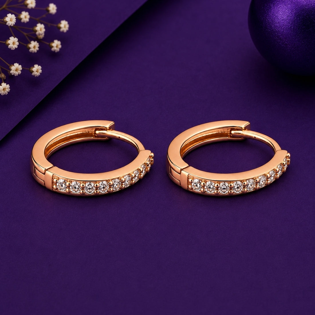 925 Silver Rose Gold Bali Earrings