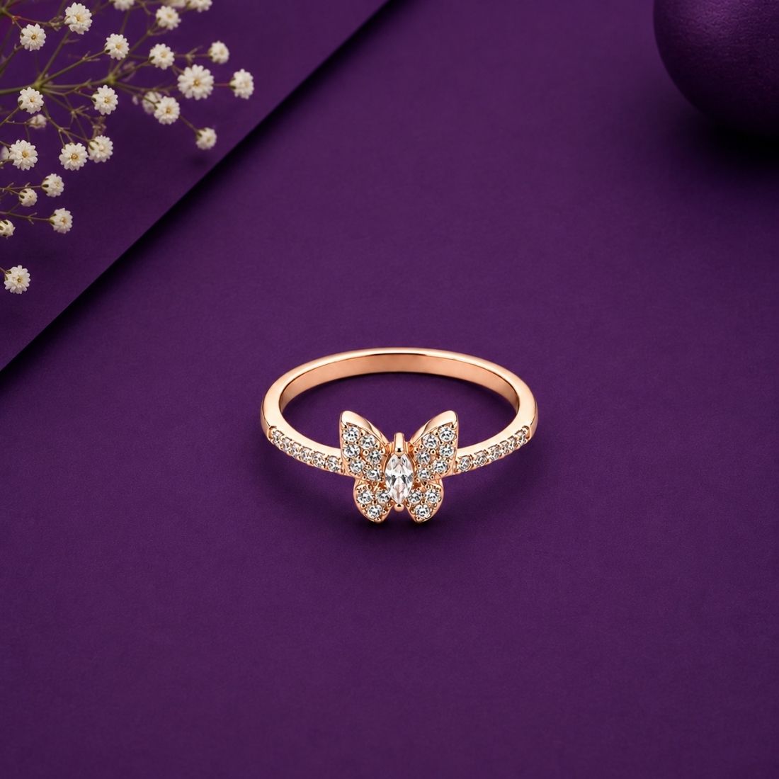 925 Silver Shimmering Butterfly Promise Band