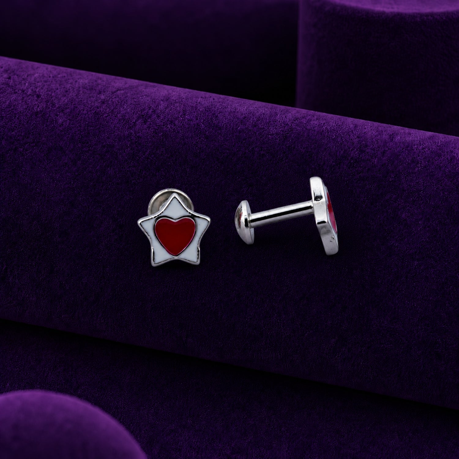Twinkling Heart-in-Star 925 Silver Studs
