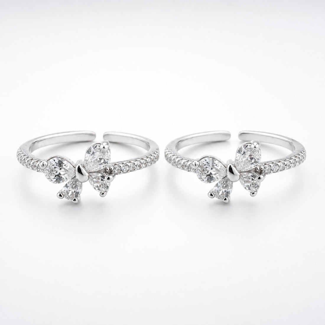 Enchanted Bow Pavé Open-Back Toe Rings