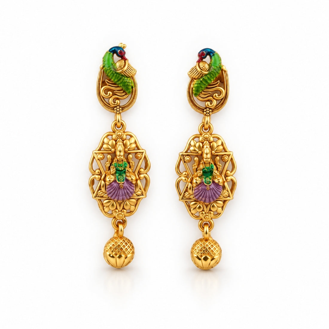 The Mayura Lakshmi Jaali 925 Silver Antique Gold Plated Earrings