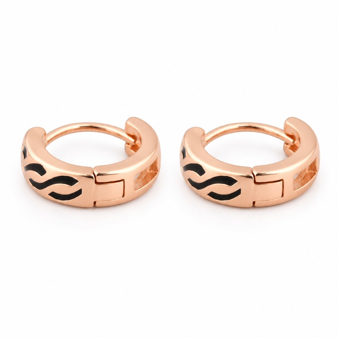 Rose Gold & Black Accent Bali Earrings
