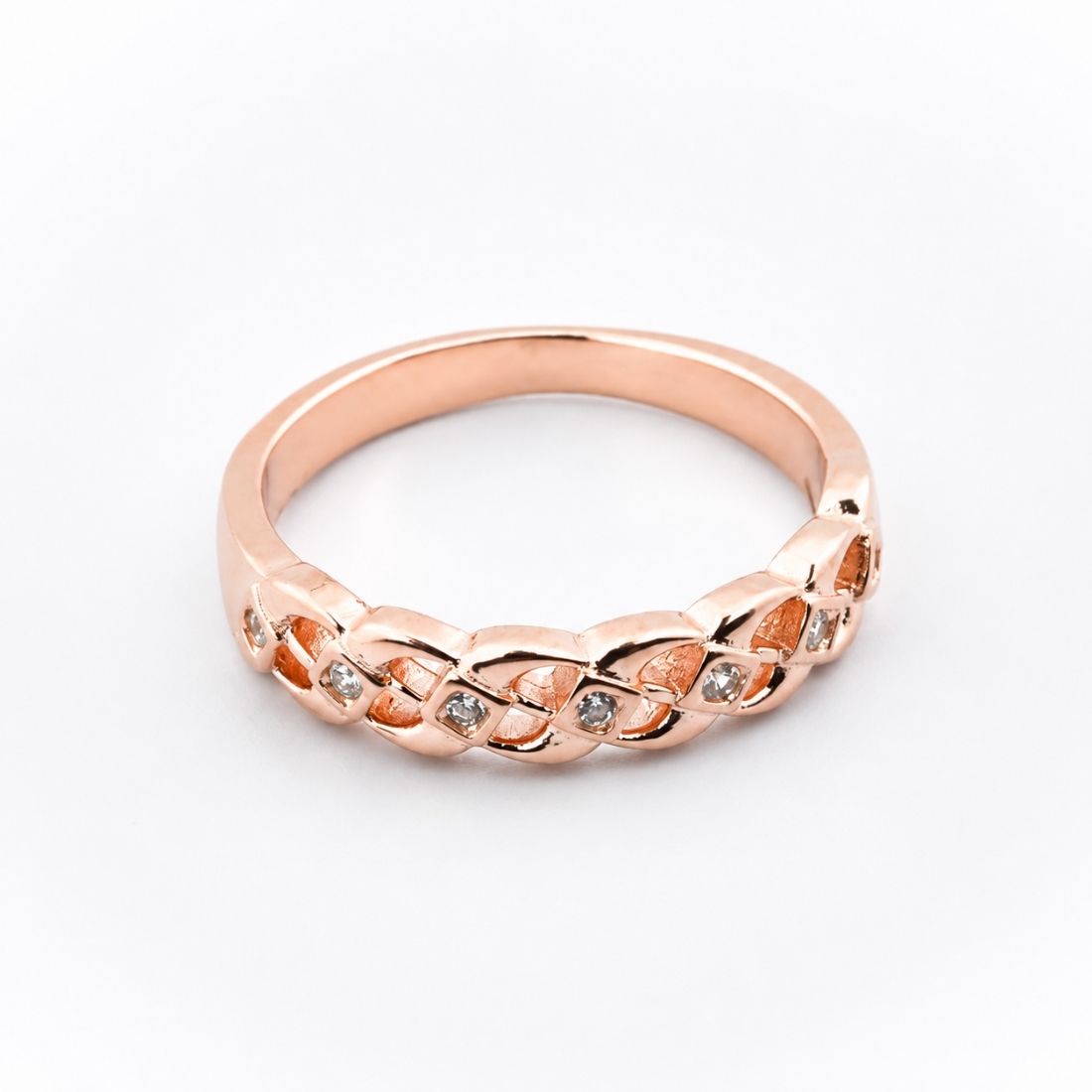 Rose Gold Plated Braided Lattice 925 Silver Band