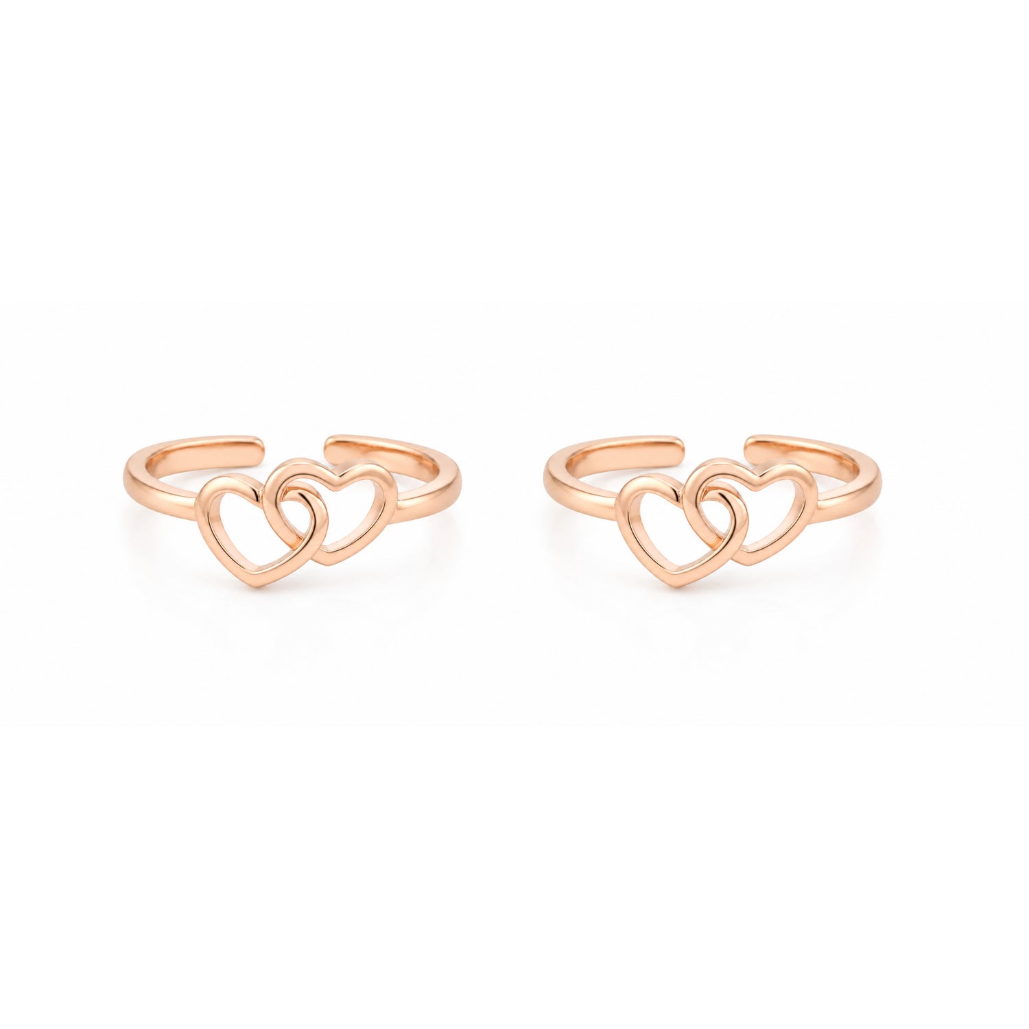 Interlocking Sweetheart Rose Gold Adjustable Toe Rings