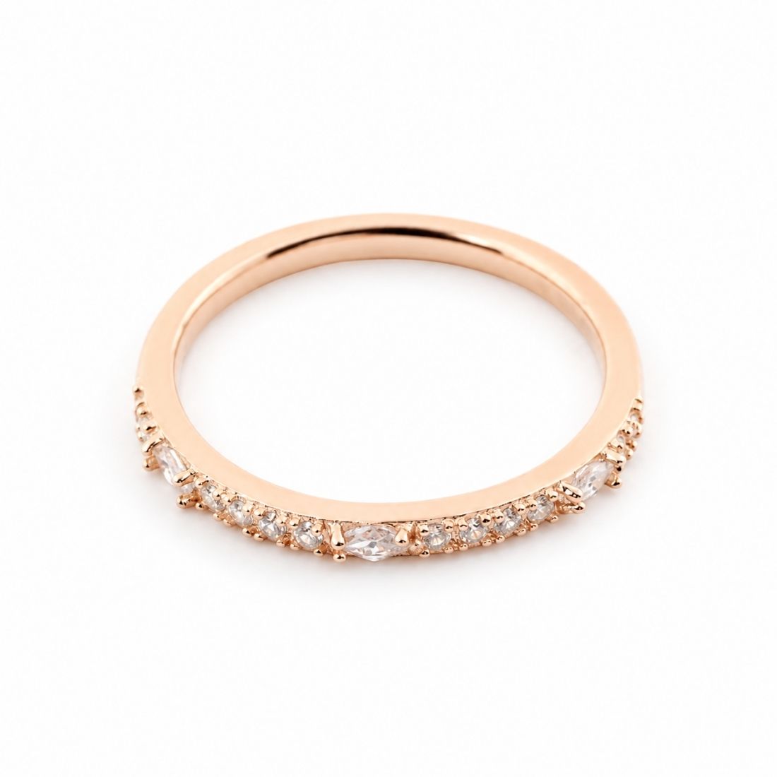 Rose Gold Plated Half-Eternity 925 Sterling Silver Band