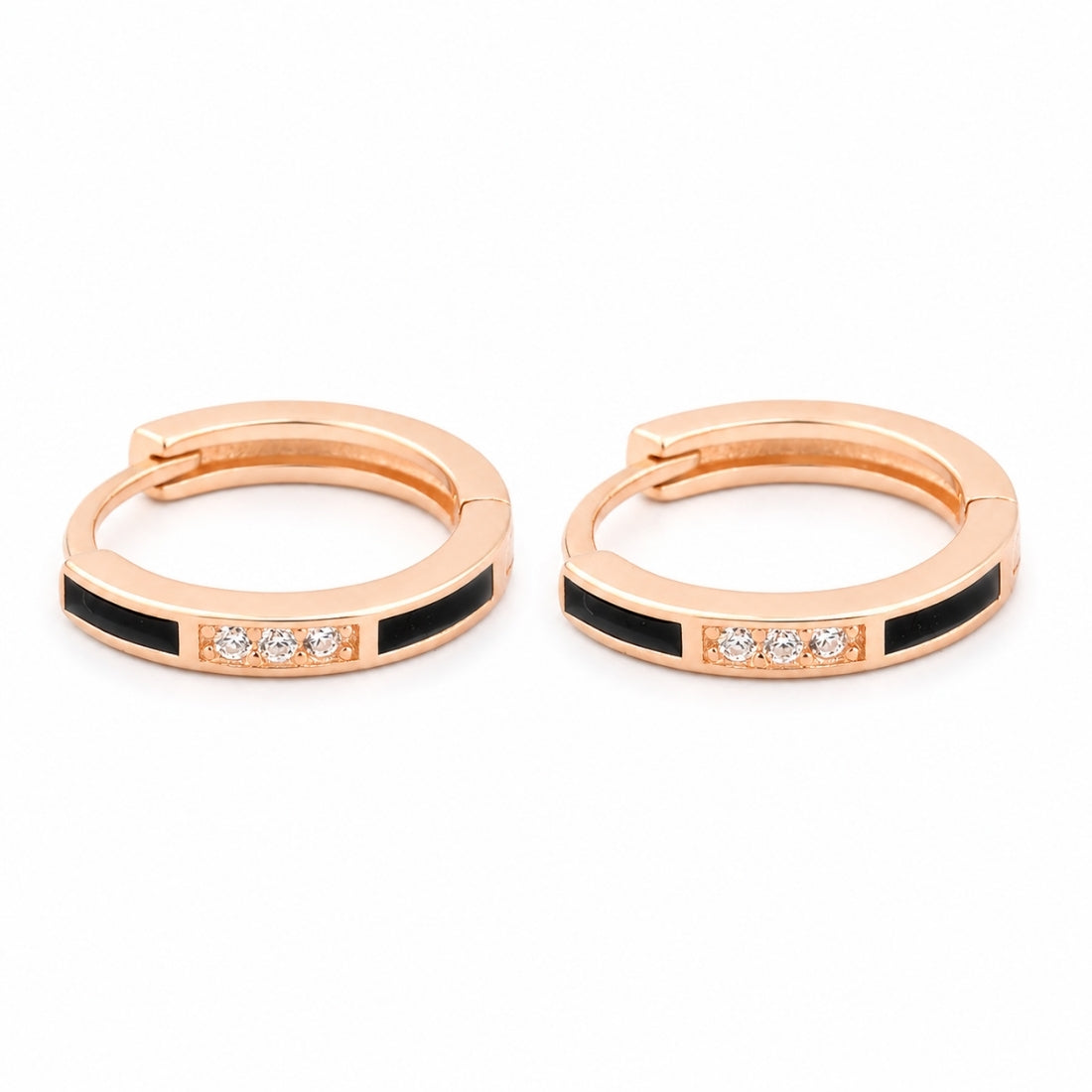 925 Silver Rose Gold Accent Hoops