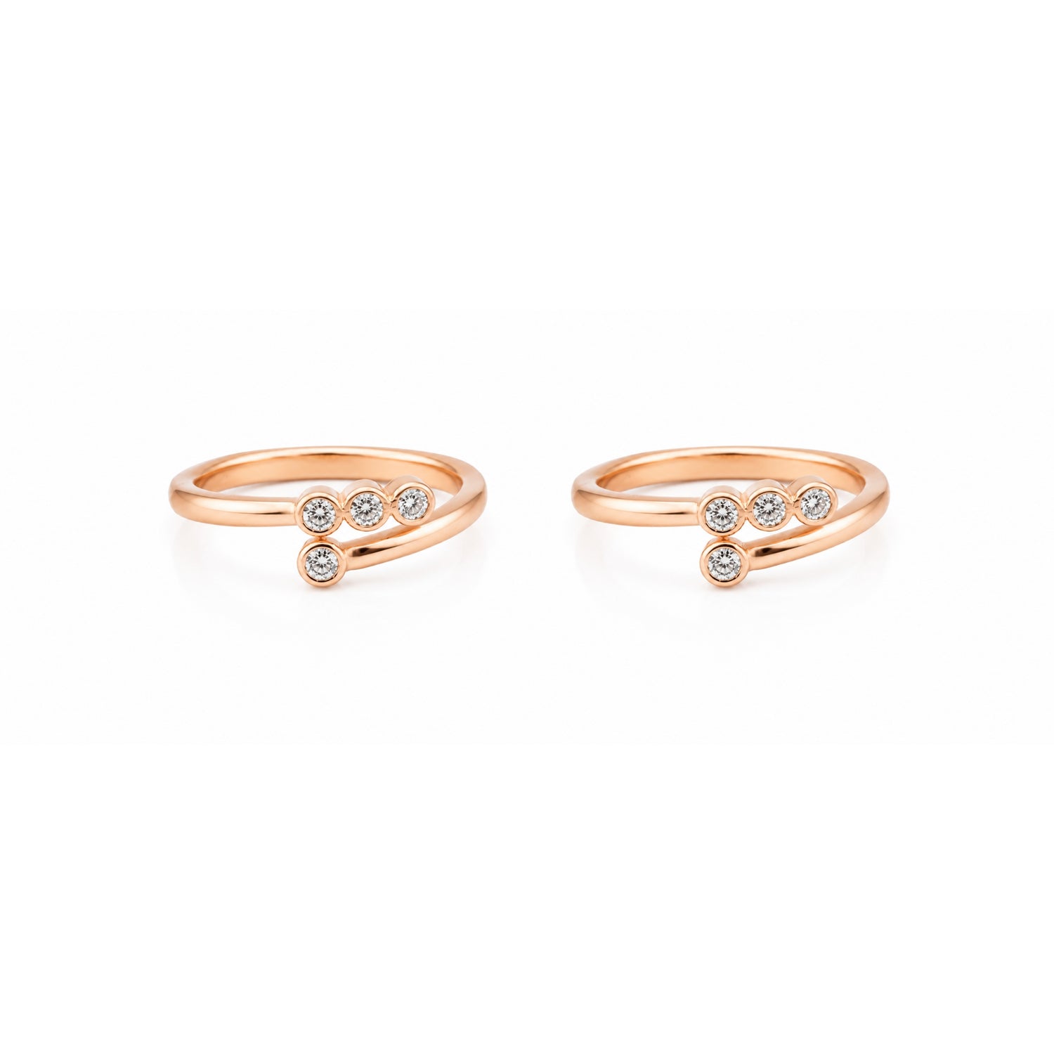 Constellation Bypass Bezel-Set Rose Gold Adjustable Toe Rings